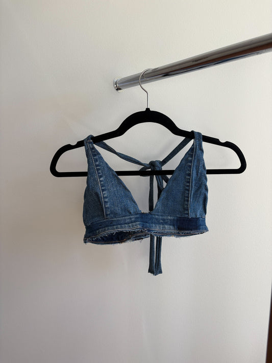 Available RTS Small Reworked Denim Top