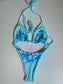 RTS Medium Top Small Bottom Baby Blue X Hibiscus Patchwork Set