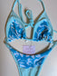 RTS Medium Top Small Bottom Baby Blue X Hibiscus Patchwork Set