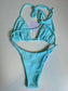 RTS Medium Top Small Bottom Baby Blue X Hibiscus Patchwork Set